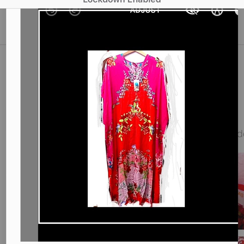 JOHNNY WAS MAXI CAFTAN S/M,  35-36”underarm to U, festive, washable, 4-seasons